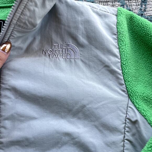 The North Face Girls' Full Zip Fleece Jacket Lime Green Gray - Size M - Picture 3 of 6